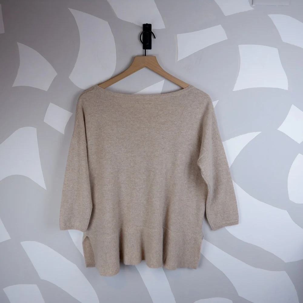 Garnet Hill Cashmere Cream Sweater | M - Picture 3 of 5